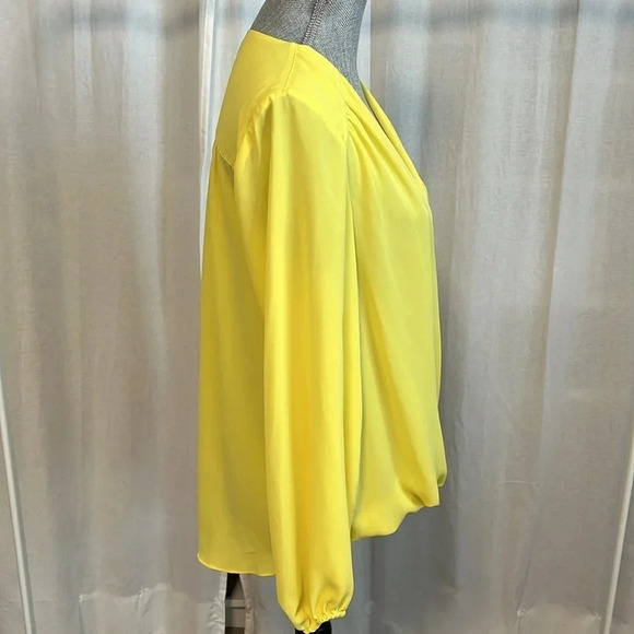 INC Wrap V Neck Long Sleeve Blouse in Yellow, Size M - Picture 8 of 12